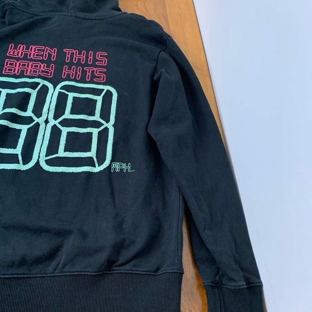 Criminal Damage Hoodie Sweater Black Back To The Future Size Large 80s Movie - Picture 13 of 13
